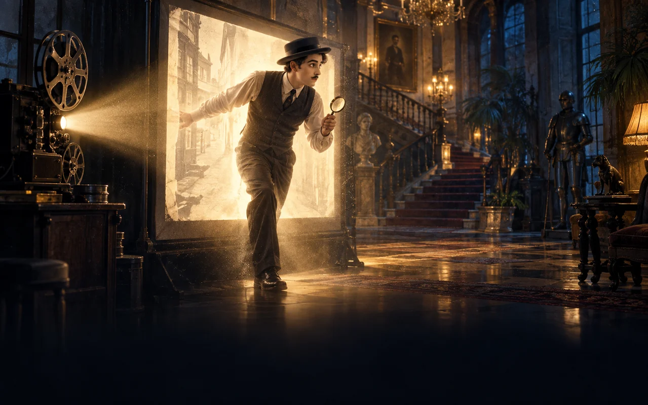 Ilustración promocional de Sherlock Jr.